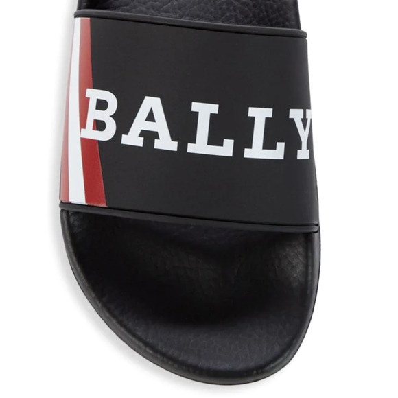 NIB $195 Bally Men\'s Slide Rubber Black Simon Logo Sandals 11 US 6234034